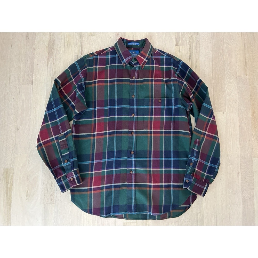 LOBO by PENDLETON Cotton Wool Blend Plaid Check Shirt Made in USA